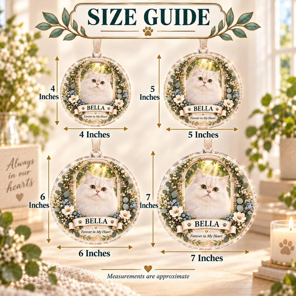 White Cat Memorial Ornament - Personalized Pet Photo Acrylic Keepsake - image 7
