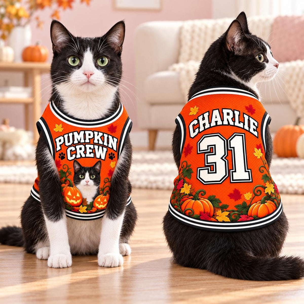 Pumpkin Crew Pet Jersey - Personalized Dog Name Number Shirt - image 3