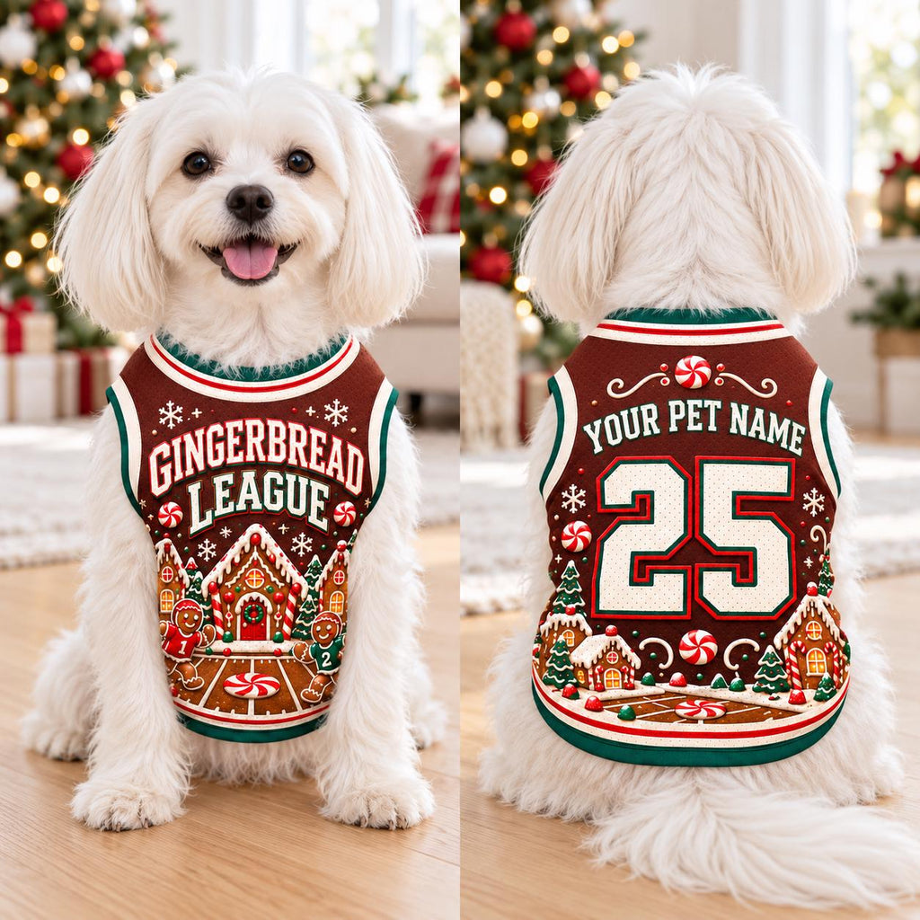 Gingerbread Pet Jersey - Personalized Dog Name Number Shirt - image 2