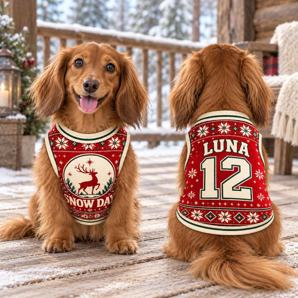 Snow Day Pet Jersey - Personalized Dog Name Number Shirt - image 2