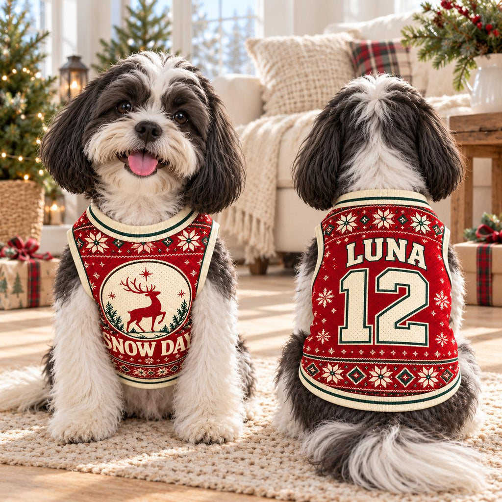 Snow Day Pet Jersey - Personalized Dog Name Number Shirt - image 4