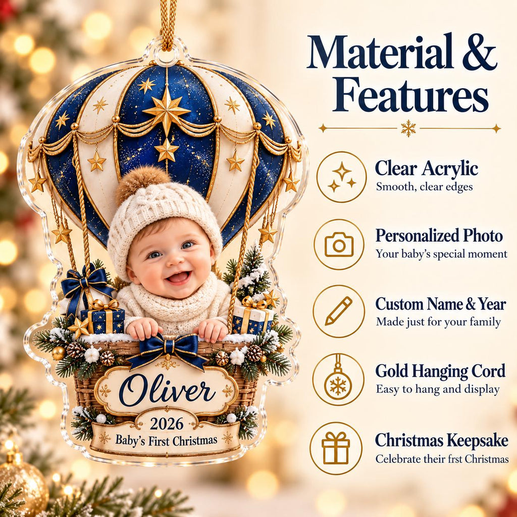 Baby First Christmas Ornament - Personalized Photo Acrylic Ornament - image 7