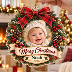 Christmas Wreath Ornament - Personalized Baby Photo Acrylic Keepsake - image 4