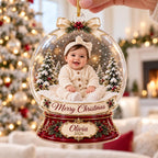 Snow Globe Baby Ornament - Personalized Photo Acrylic Keepsake - image 6