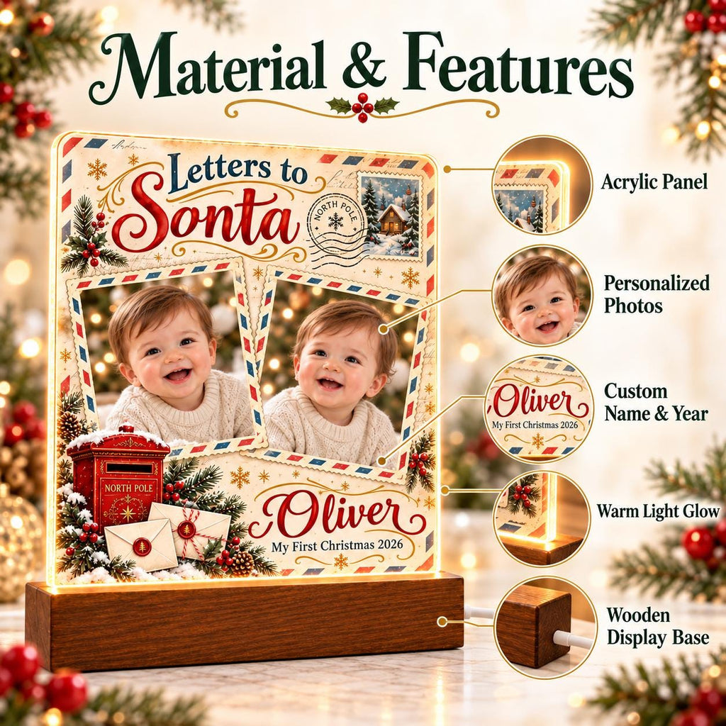 Letters to Santa Photo Lamp - Personalized Baby Acrylic Plaque - image 6