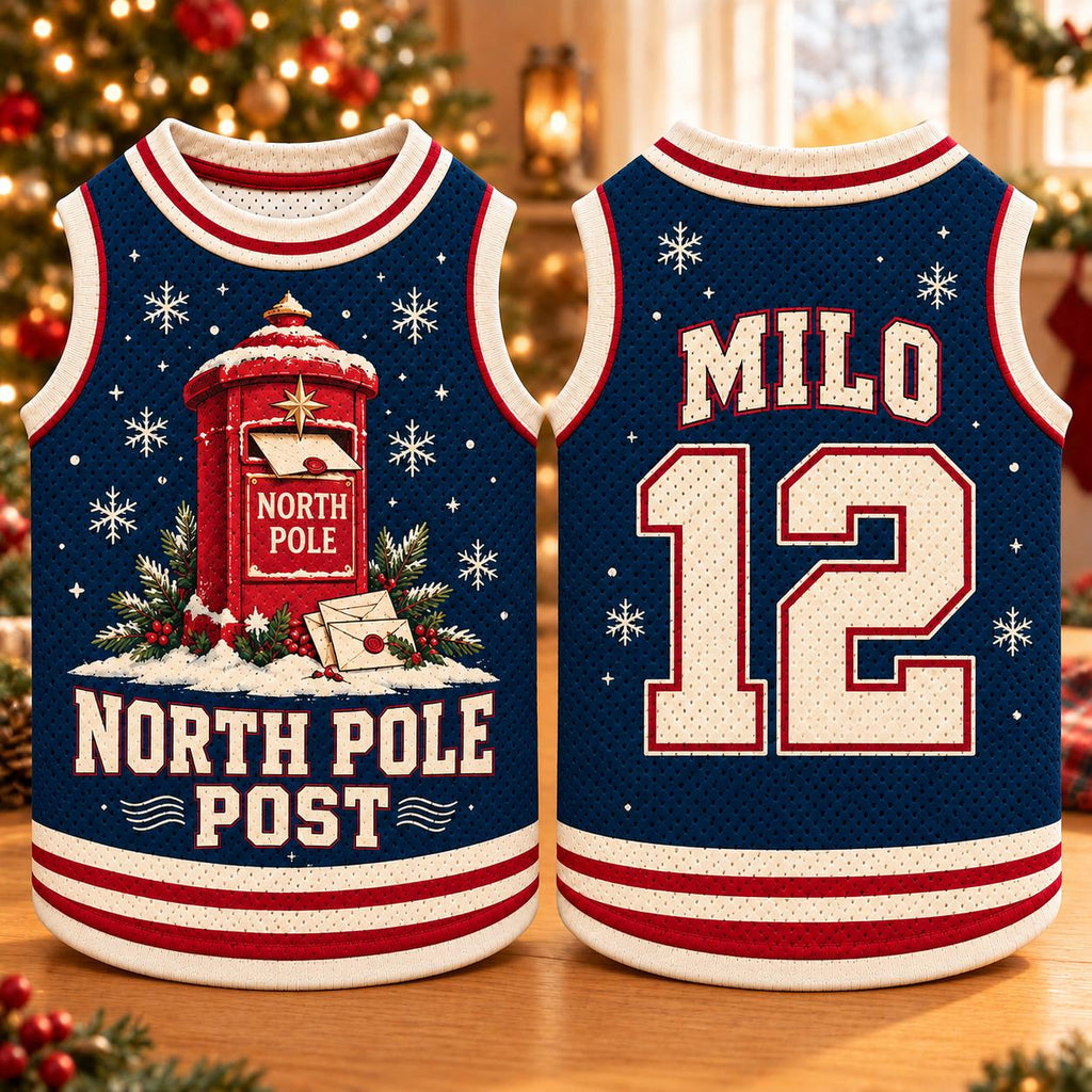 North Pole Pet Jersey - Personalized Dog Name Number Shirt - image 6