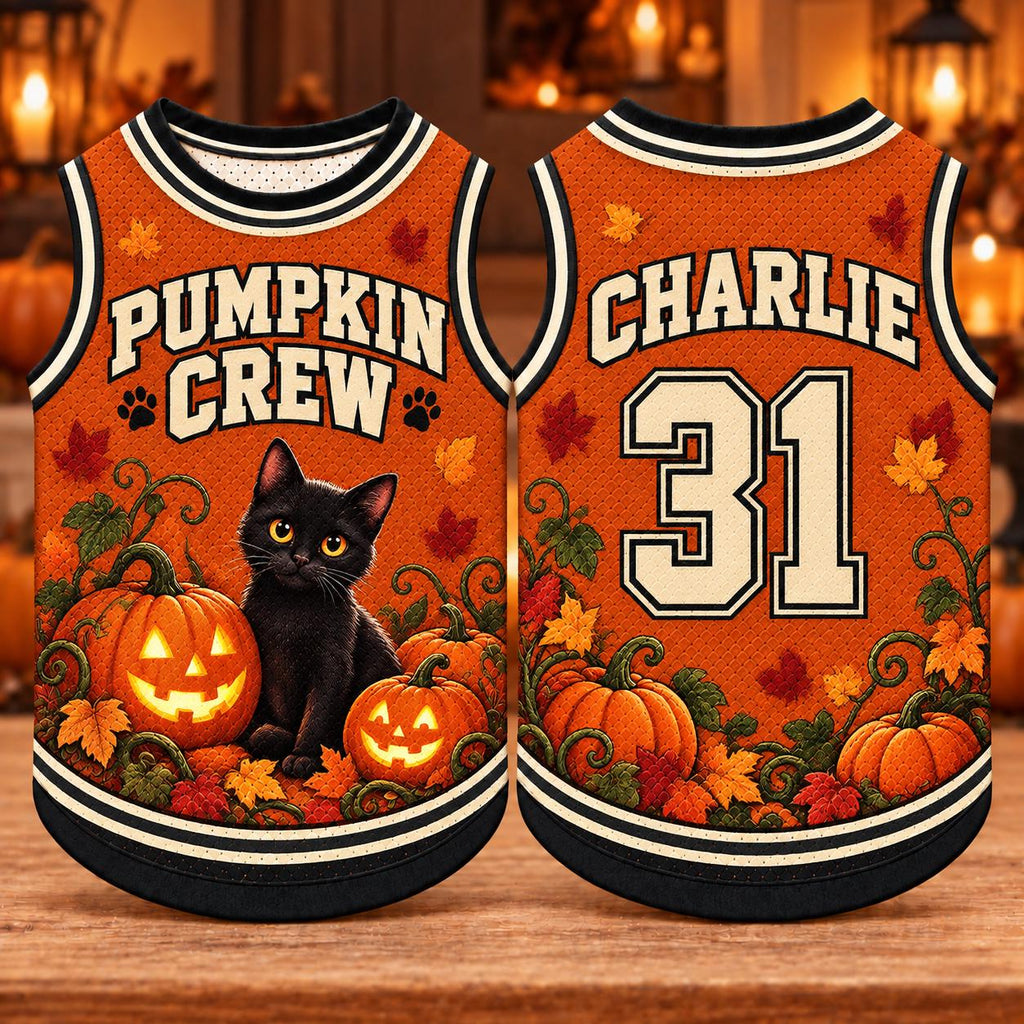 Pumpkin Crew Pet Jersey - Personalized Dog Name Number Shirt - image 5