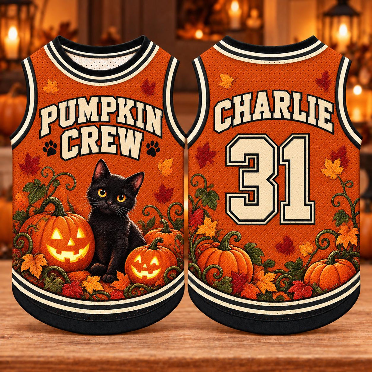 Pumpkin Crew Pet Jersey - Personalized Dog Name Number Shirt - image 5