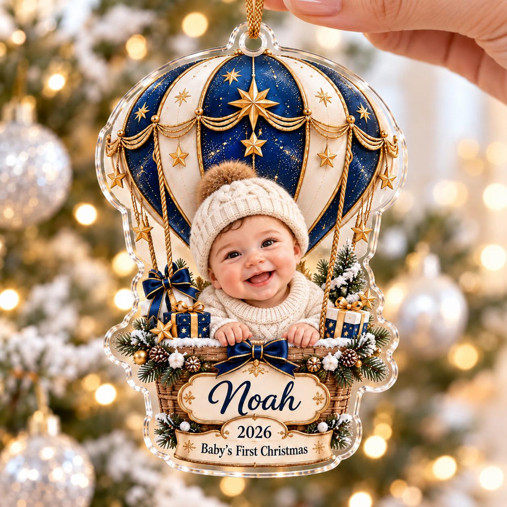 Baby First Christmas Ornament - Personalized Photo Acrylic Ornament - image 2