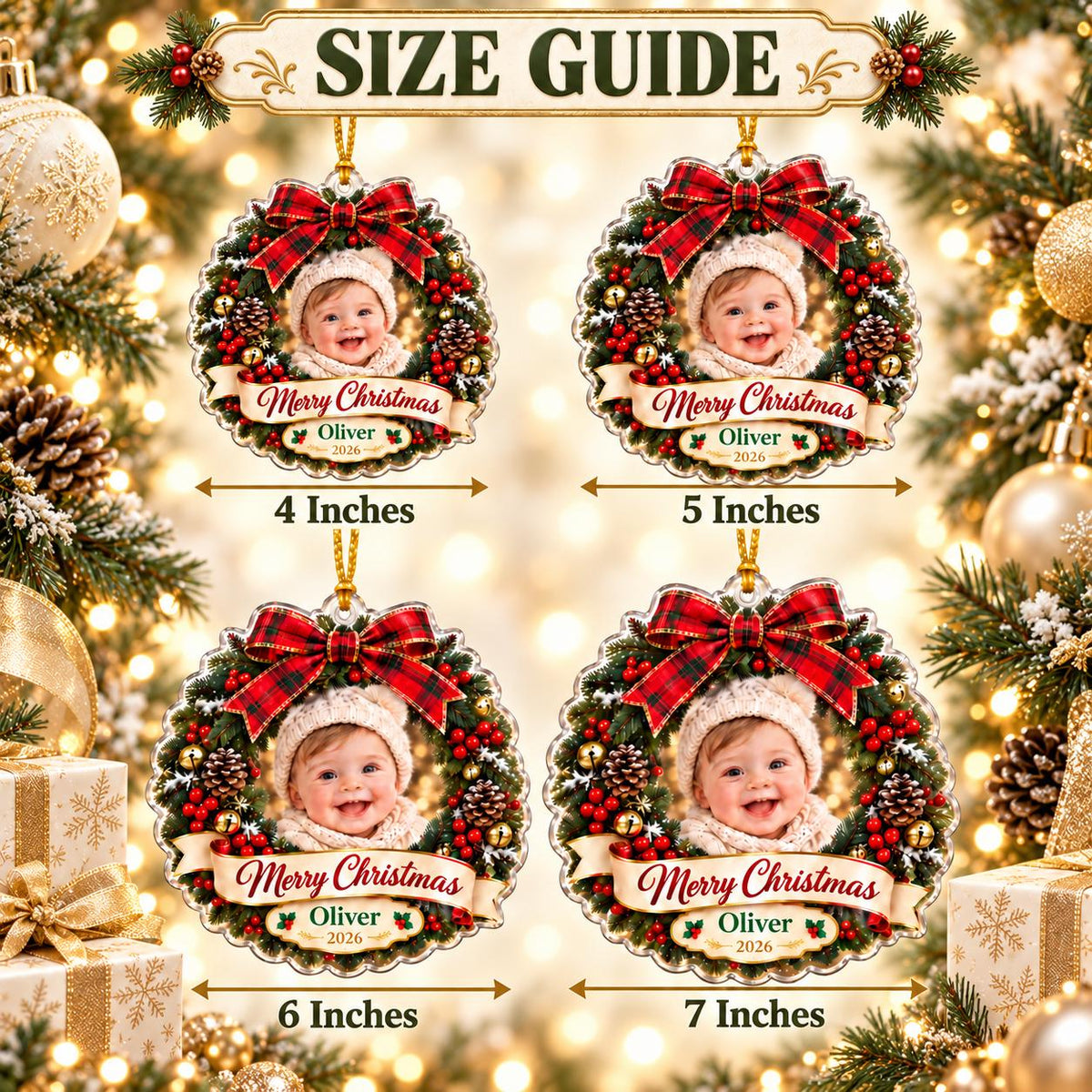 Christmas Wreath Ornament - Personalized Baby Photo Acrylic Keepsake - image 7