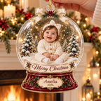 Snow Globe Baby Ornament - Personalized Photo Acrylic Keepsake - image 2