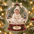 Snow Globe Baby Ornament - Personalized Photo Acrylic Keepsake