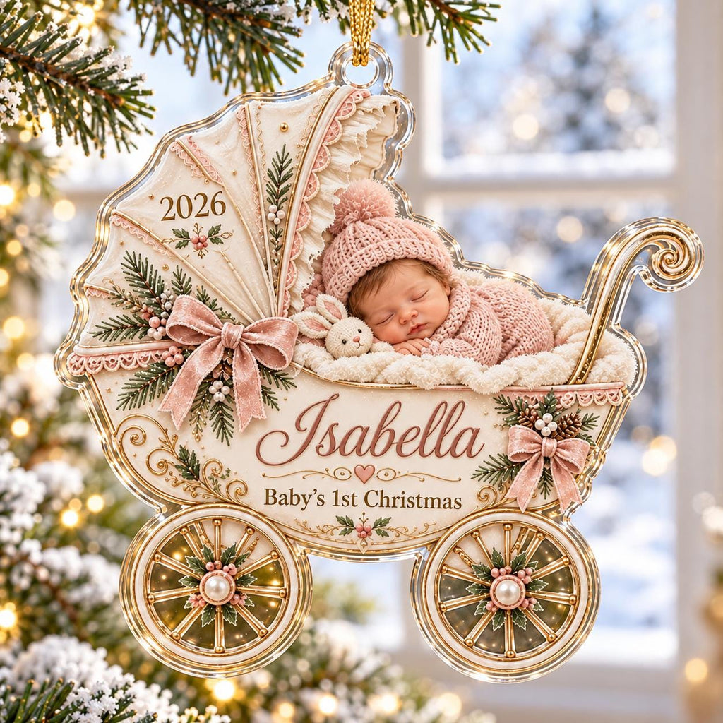 Baby Carriage Ornament - Personalized Photo Acrylic Keepsake