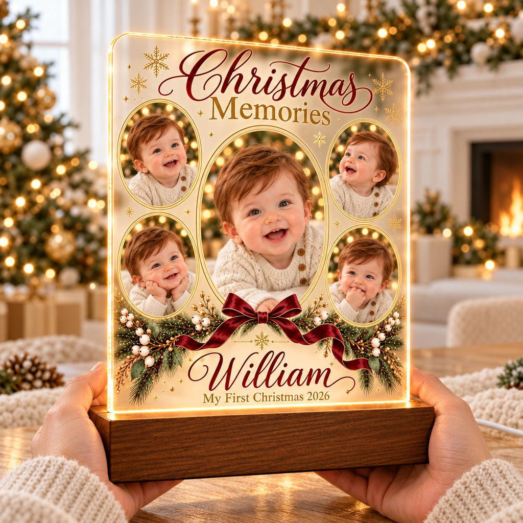 Christmas Memories Lamp - Personalized Baby Acrylic Photo Plaque - image 4