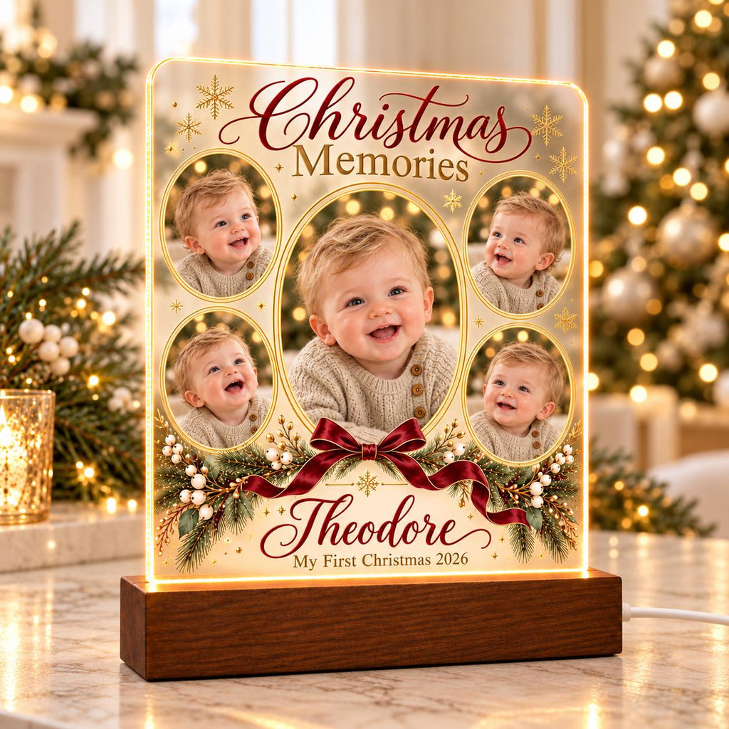 Christmas Memories Lamp - Personalized Baby Acrylic Photo Plaque - image 3